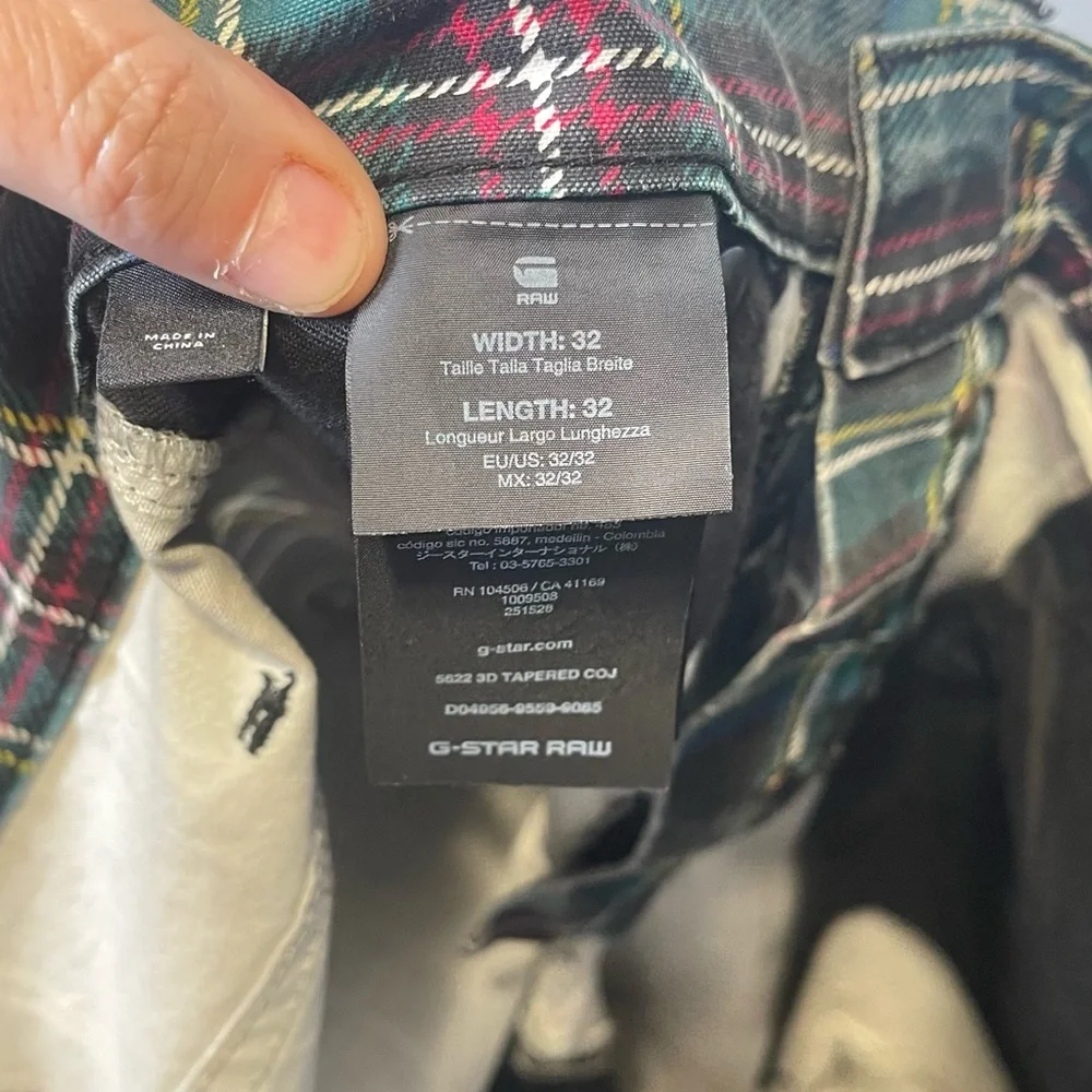 G-Star Raw Men's Pharrell Williams 5622 Tapered Royal Stewart Tartan‎ Size 32x32